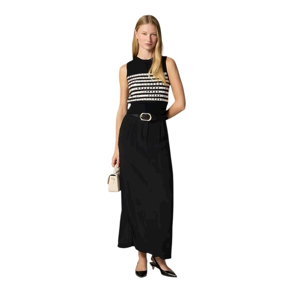J Crew Black Ivory Embellished Sleeveless Sweater Shell Womens Size XL - Picture 2 of 13